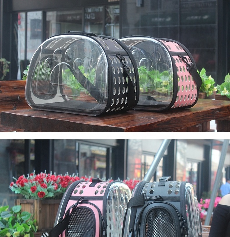 Top quality PVC foldable cat dog pet bag carrier / pet bag luggage carry bag / pet carrier shoulder bag soft