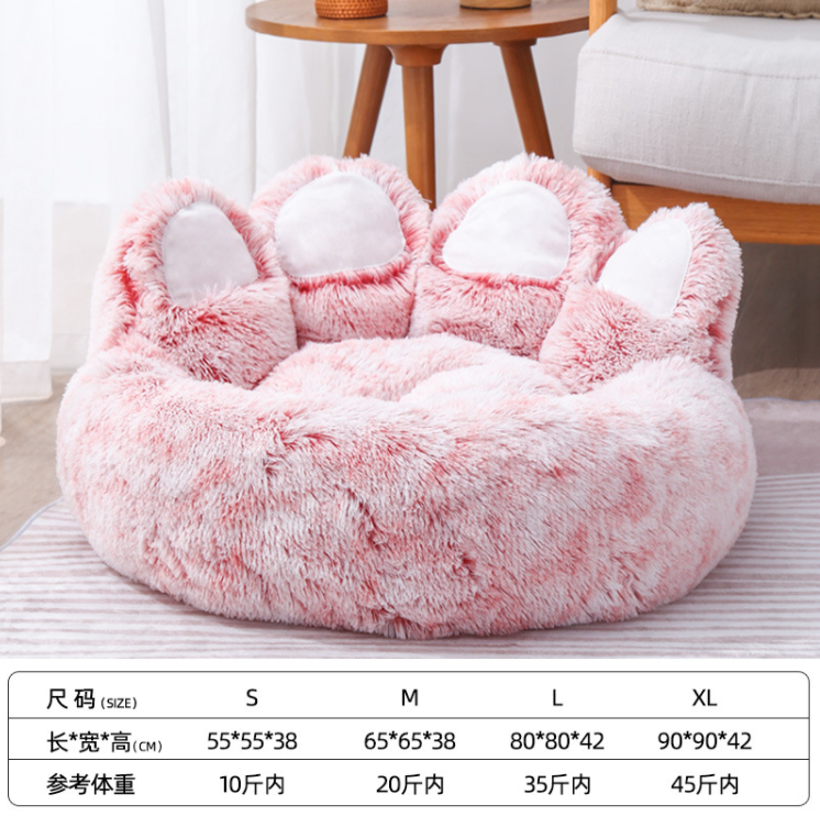 High Quality Custom Logo Plush Pet Cat Bear Paw Calming Fluffy Comfort Dog Bed