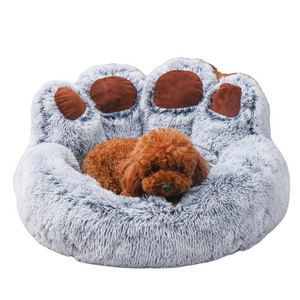 High Quality Custom Logo Plush Pet Cat Bear Paw Calming Fluffy Comfort Dog Bed