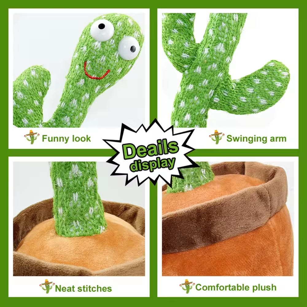 Dancing Cactus Repeat Talk Interactive Dog Toys Electronic Pet Plush Toy Sing Record Battery USB Charge Pet Child Christmas Gift