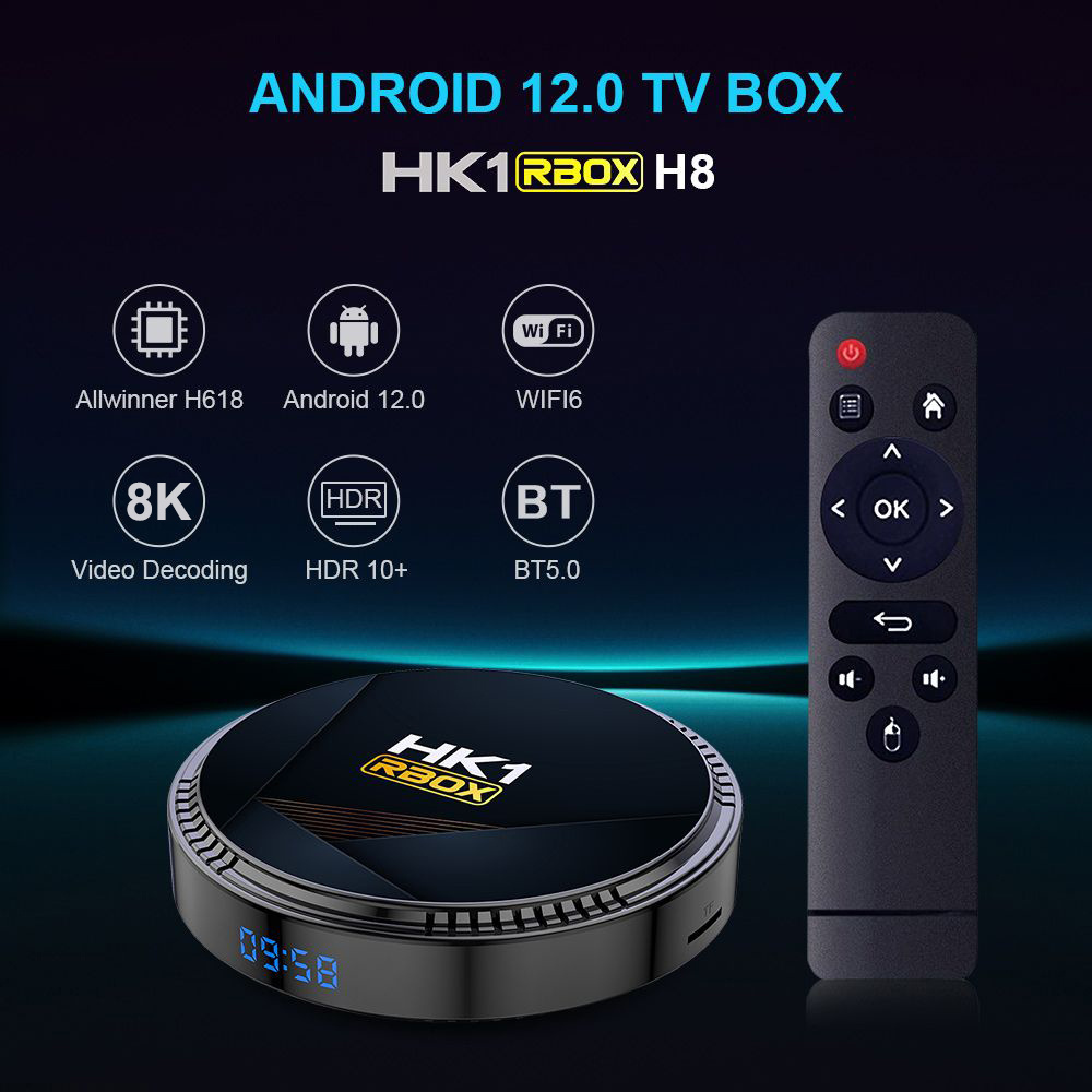 Topleo set top box tv digital indonesia HK1 RBOX H8 hd18 black box for tv smart android 12 tv box android