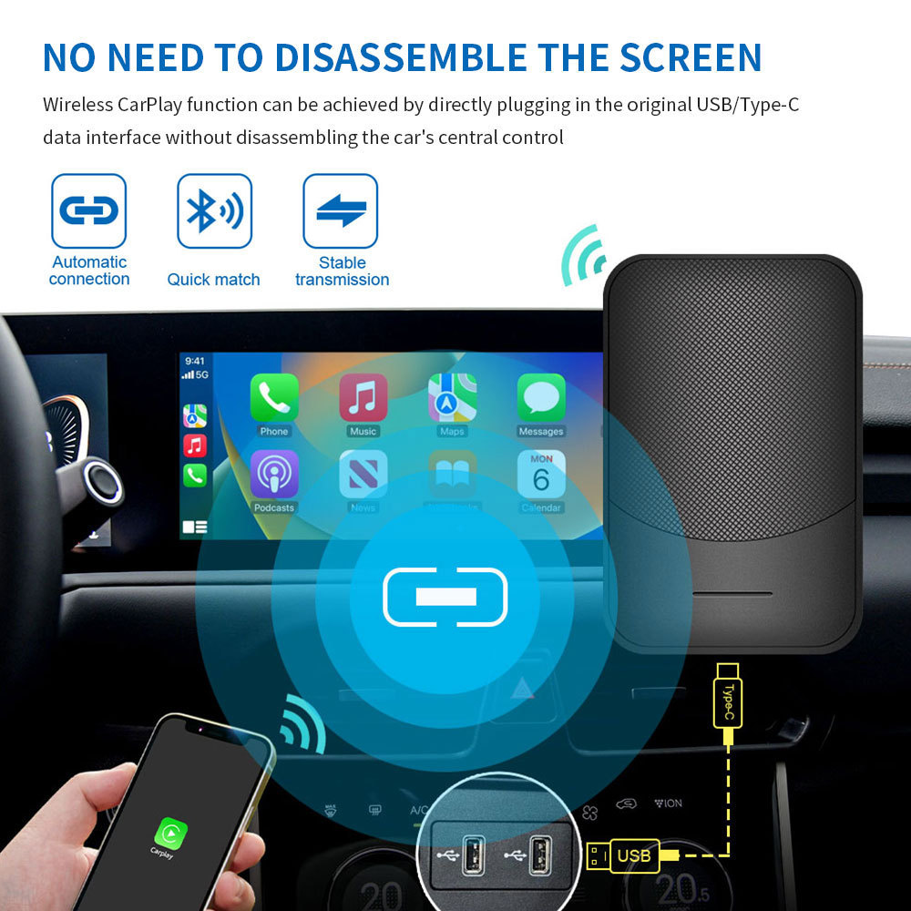 Topleo Android Auto Smart Carplay AI Box Wired To Wireless OEM Factory magic 2 in 1 wireless carplay ai box adapter