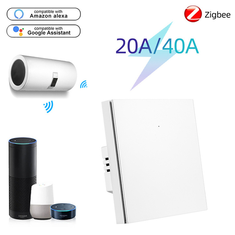 ZigBee 20A  40A  EU UK App Remote Control Smart Large Push button High Power Water Heater Switch