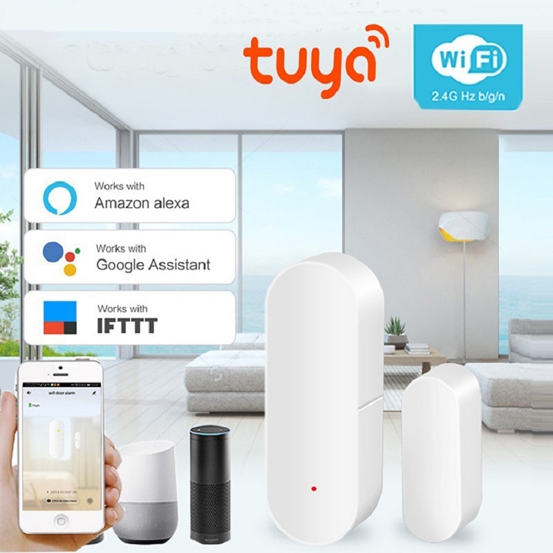 Tuya WiFi  zigbee Magnetic Door Sensor Alarm System Smart Home Security Door Detector Sensor