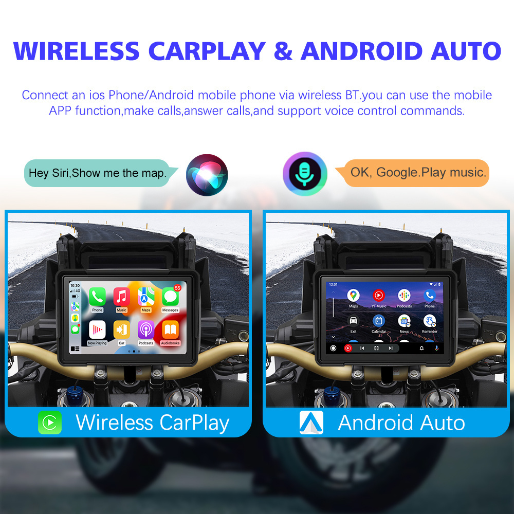 Carplay screen 5inch Touch Waterproof Motorcycle GPS Carplay Monitor Android BT Wireless Carplay Motor Bicycle GPS Navigation