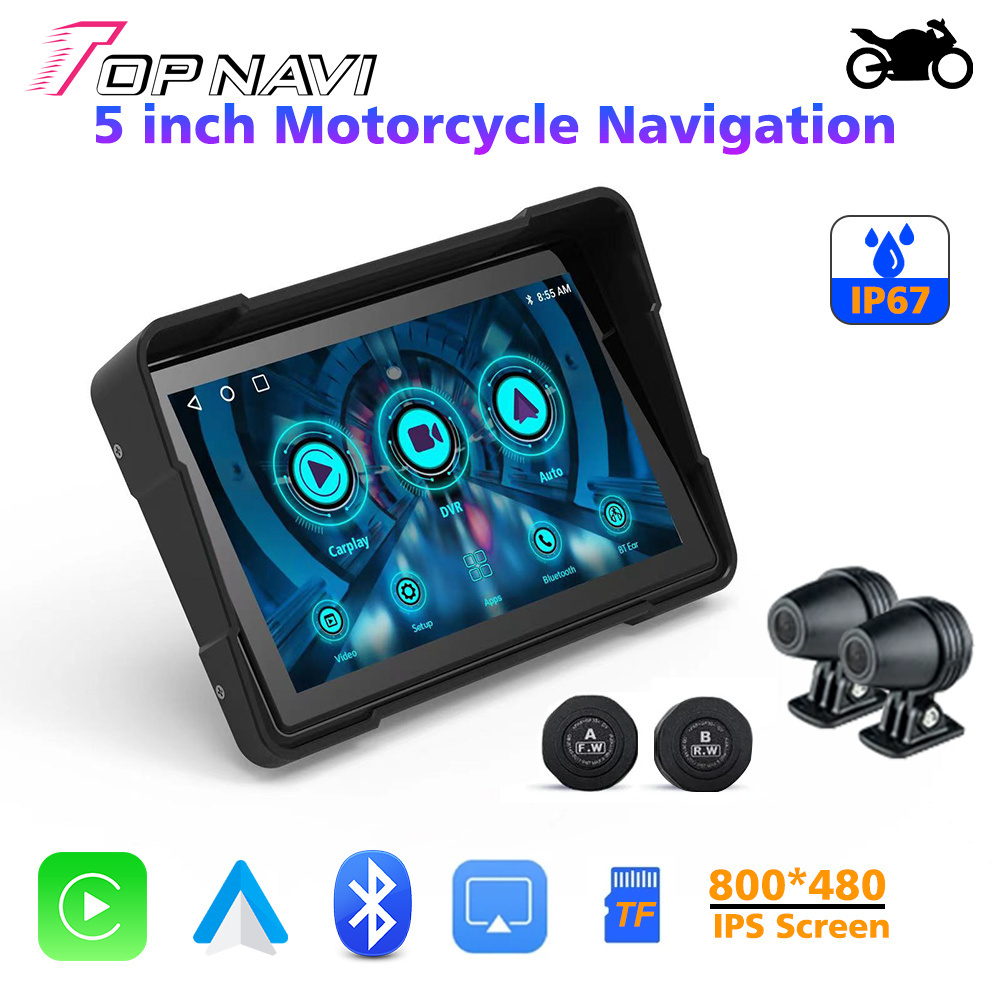 Carplay screen 5inch Touch Waterproof Motorcycle GPS Carplay Monitor Android BT Wireless Carplay Motor Bicycle GPS Navigation