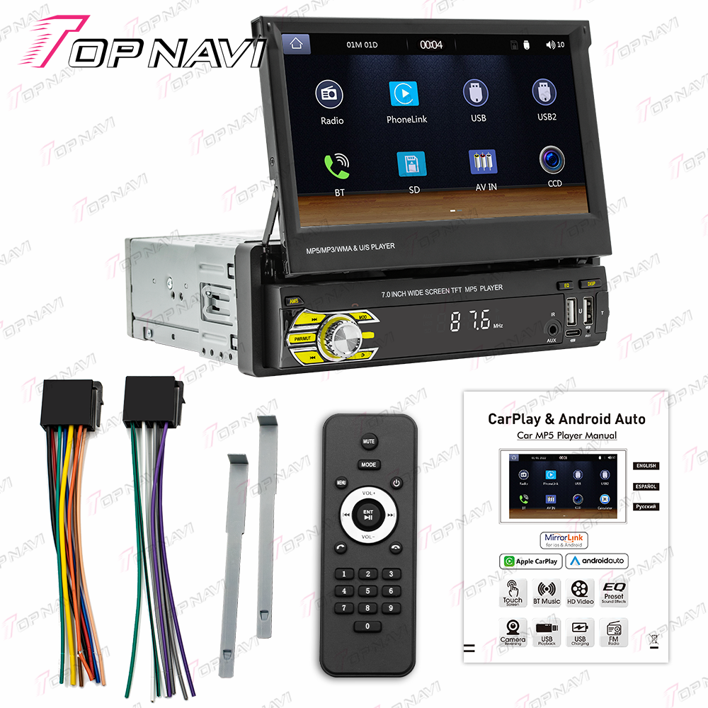 1024*600 7 Inch Car Stereo Car MP5 Manual Retractable Screen with Reversing Image and Steering Wheel Control for Universal Car