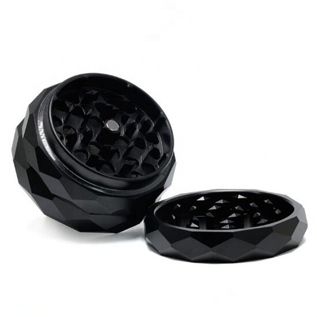 New Diamond Black 2.5 Inch 4-Layer Durable Aluminum Alloy Herb Grinder  Included for Tobacco Grinding