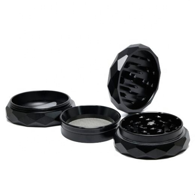 New Diamond Black 2.5 Inch 4-Layer Durable Aluminum Alloy Herb Grinder  Included for Tobacco Grinding