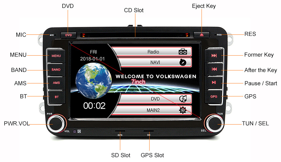 SPAIN WAREHOUSE DDP 2 Din 256M Autoradio For VW/POLO/forPASSAT b6/golf 5/Skoda/Octavia/SEAT/LEON radio dvd automotivo