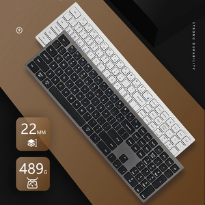 Full Size Ultra Thin Wireless Keyboard 2.4Ghz BT Dual Modes Multi Media Computer Full Size Keyboard for PC Laptop Home Office