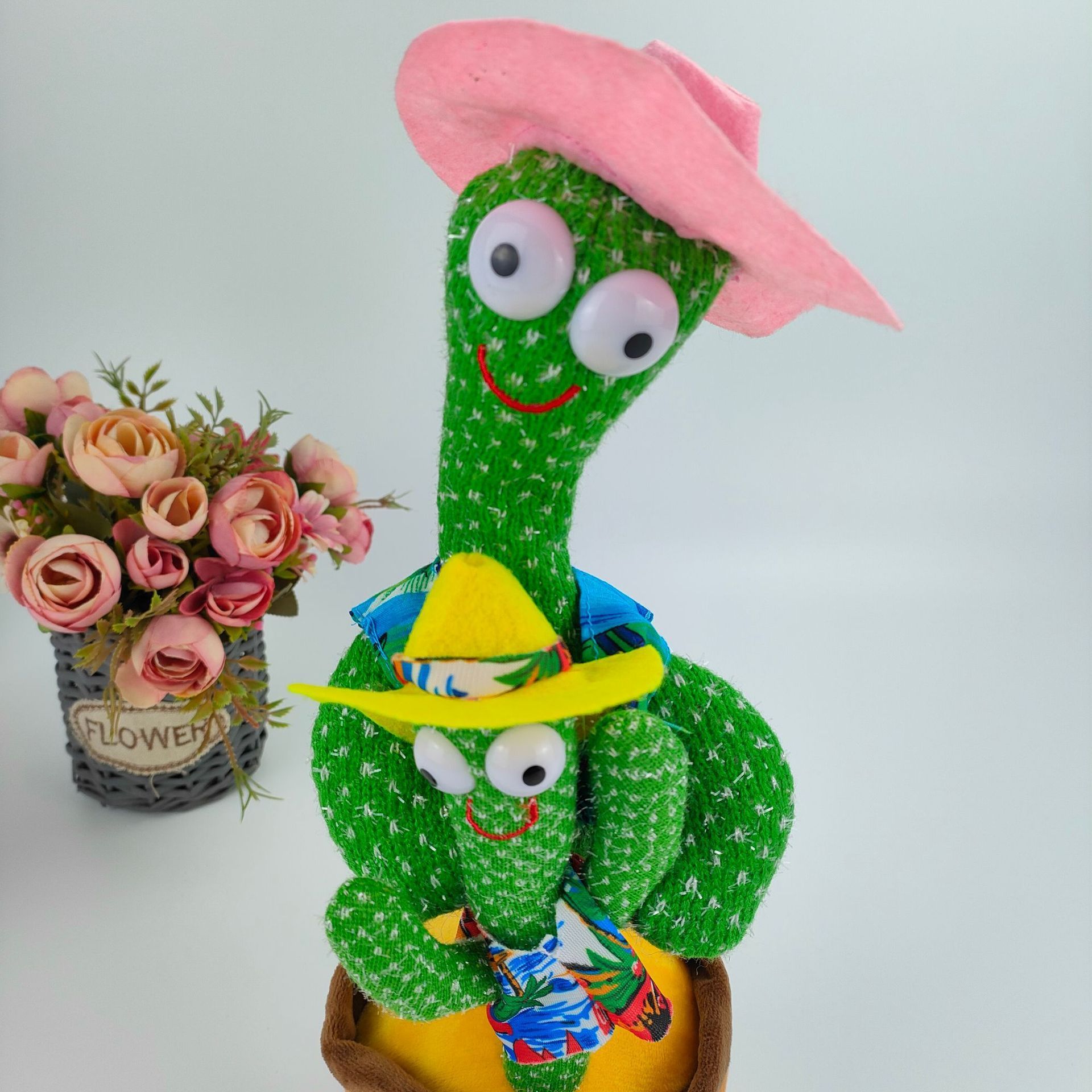 Super Popular Cactus Mother And Son Dancing Light Recording Singing Musical Speak Dancing Plush Toy talk Back