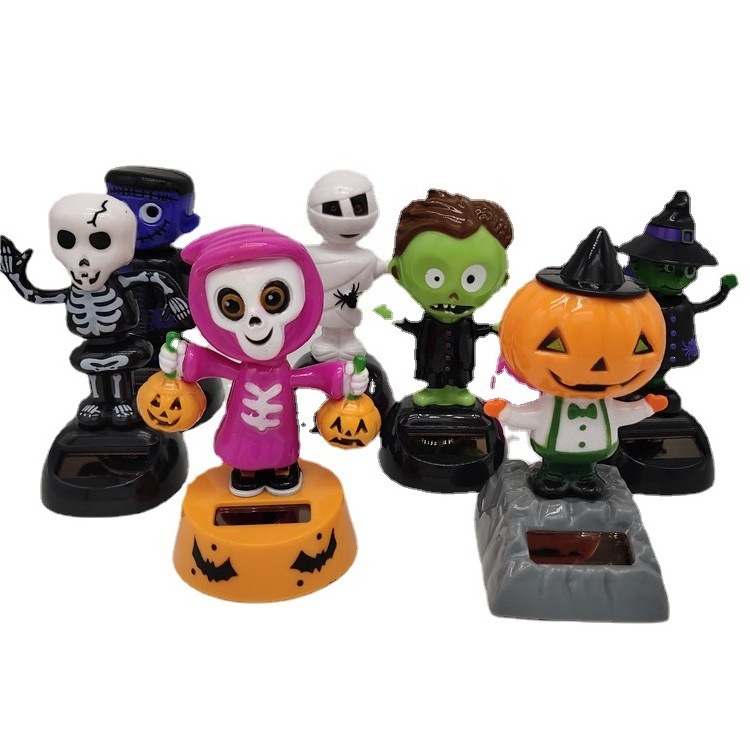 Hot selling Halloween solar energy creative shaking head doll car cartoon ornaments children's gift