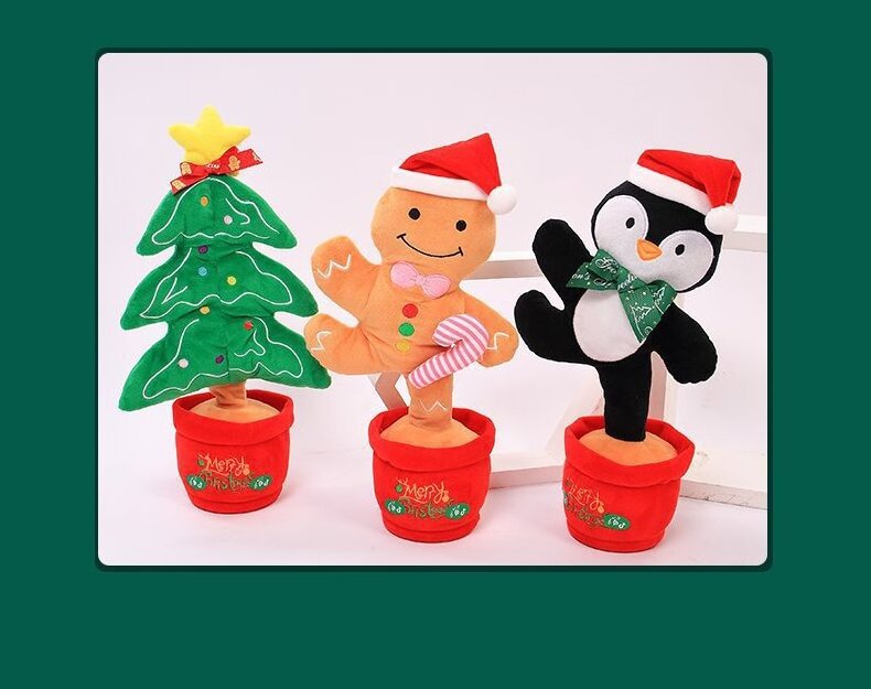 Hot selling plush toys swaying tongue learning singing dancing and shining Santa Claus Christmas tree elk snowman doll