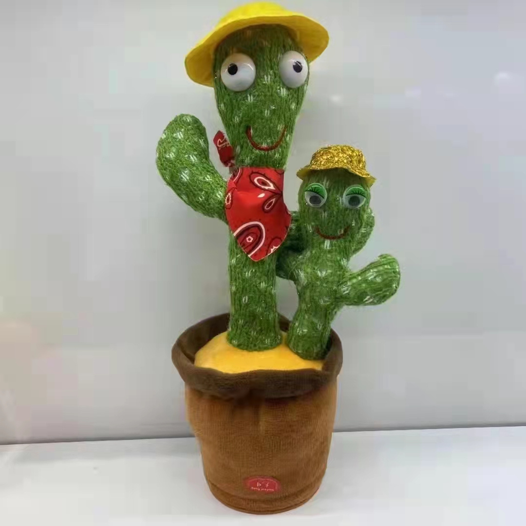 Super Popular Cactus Mother And Son Dancing Light Recording Singing Musical Speak Dancing Plush Toy talk Back