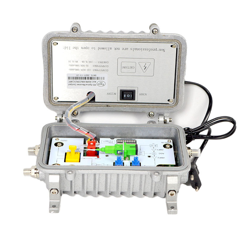 FTTH Optical Receiver High hfc 2 Ways Output With AGC CATV Digital Analog Signal Receiving Outdoor Cable TV Fiber Optic Node