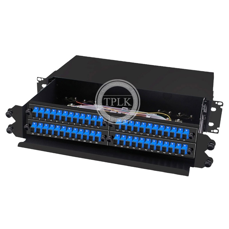 2U FTTH 48 core SC/FC/ST/LC rack mount Splicing fiber Optic patch panel/Termination Box/48core ODF with adapter and pigtail