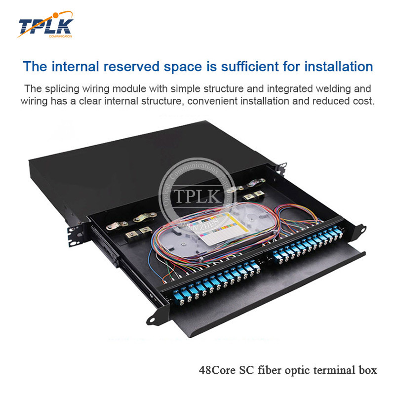 2U FTTH 48 core SC/FC/ST/LC rack mount Splicing fiber Optic patch panel/Termination Box/48core ODF with adapter and pigtail