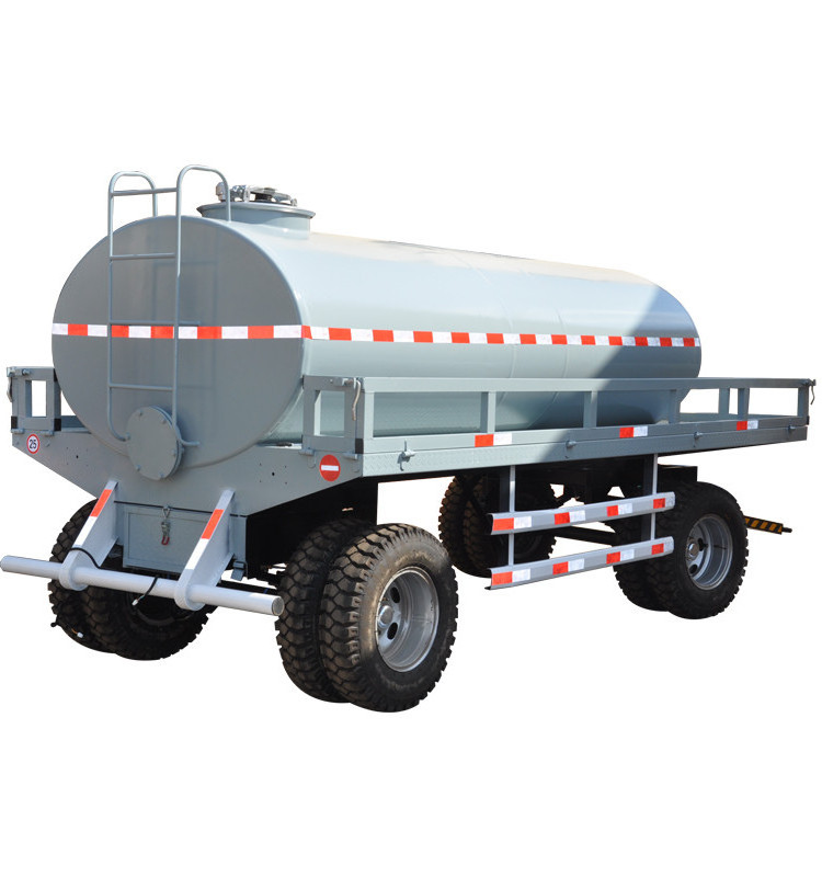 Dual water tank truck trailer 7000 liters on wheels water bowser with pump