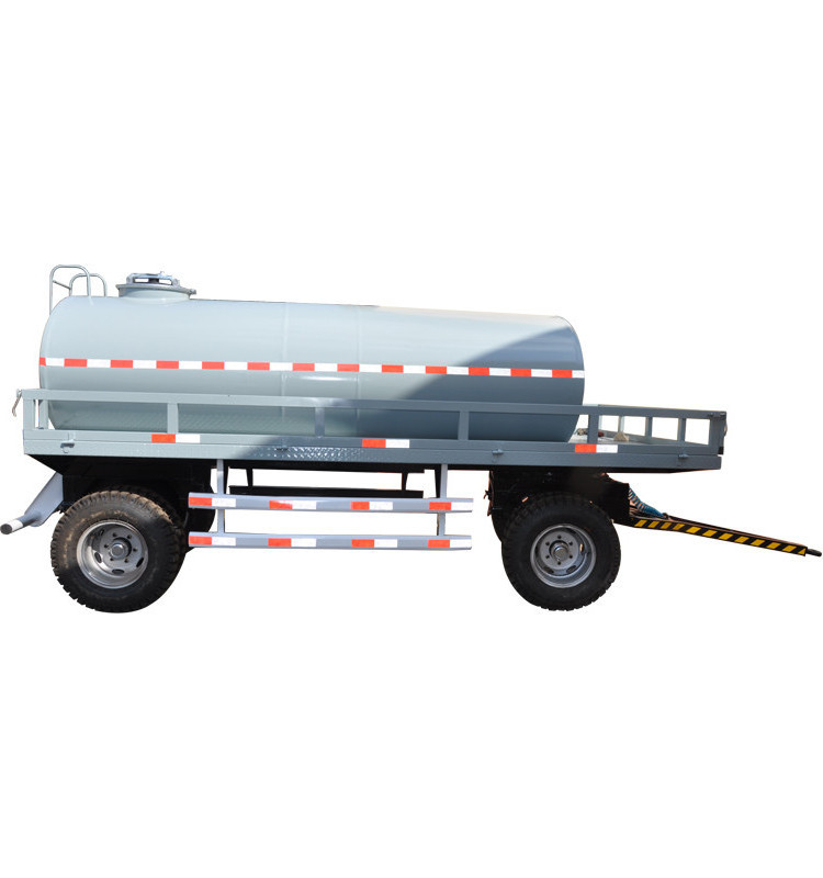 Dual water tank truck trailer 7000 liters on wheels water bowser with pump