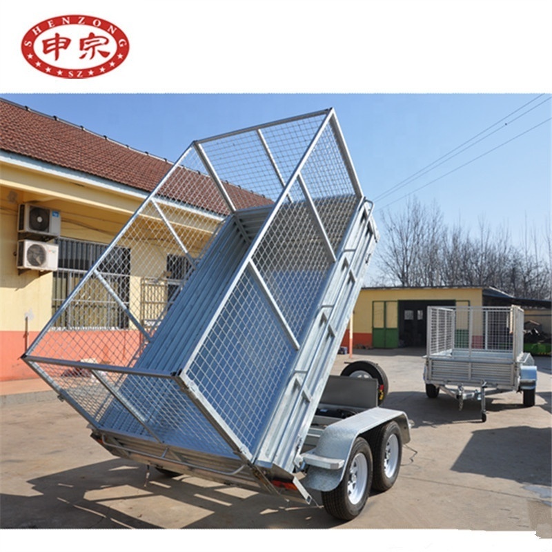 10*5 foot galvanized tandem axle utility cage tipping car trailer