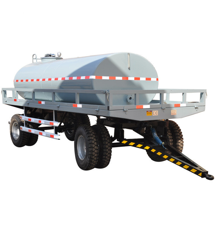 Dual water tank truck trailer 7000 liters on wheels water bowser with pump