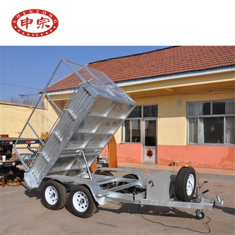 10*5 foot galvanized tandem axle utility cage tipping car trailer