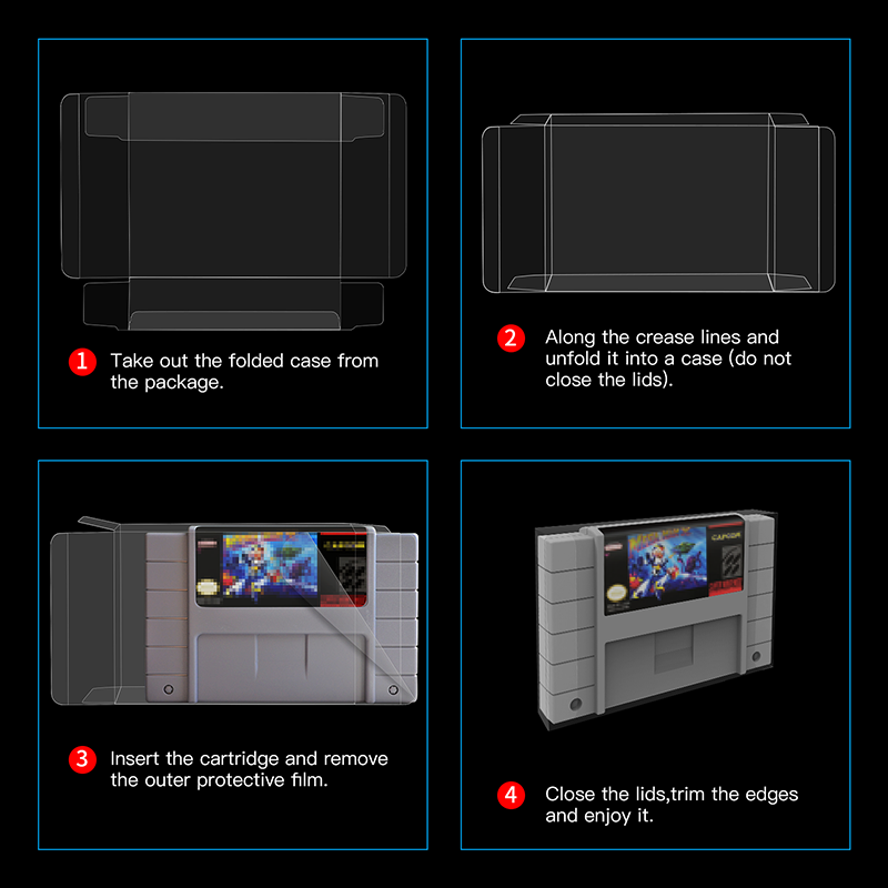 Game Accessories Cart Cartridge Protector Box for Super Nintendo Entertainment System SNES US Version