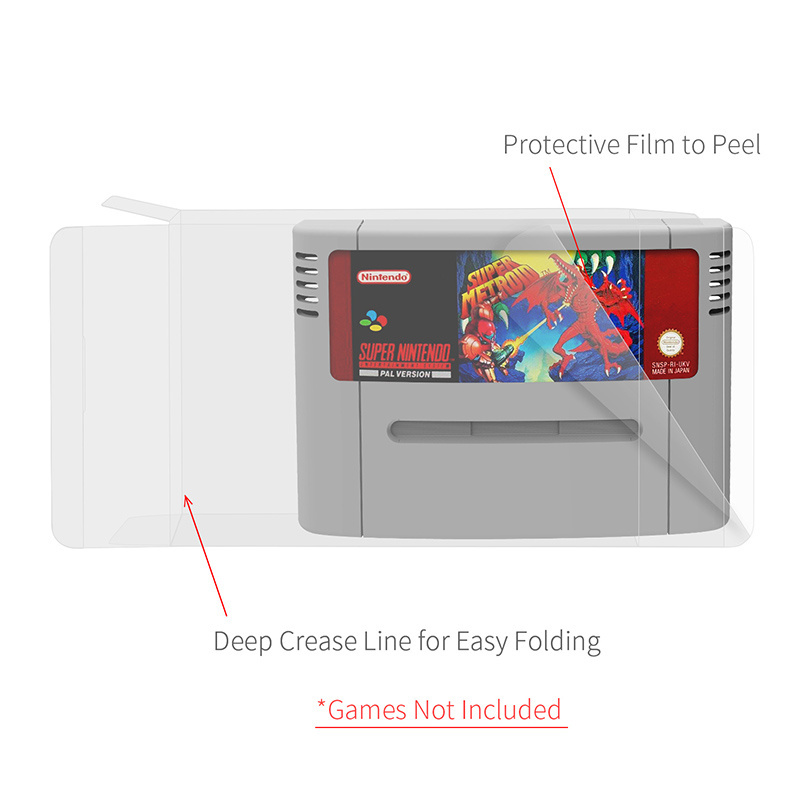 PET Transparent SNES Game Card Cartridge Protector Display Box Sleeve for Super Famicom Super Nintendo Entertainment System