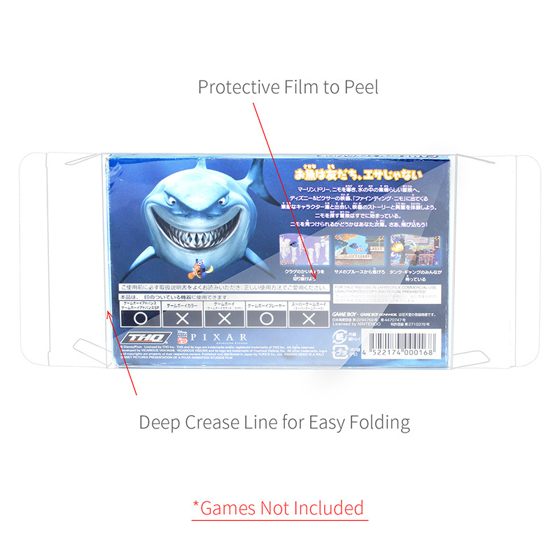 Clear Plastic Game Carts Cartridge Box CIB Display Protector Sleeve Case for Gameboy Advance GBA Cartridge Japanese Games