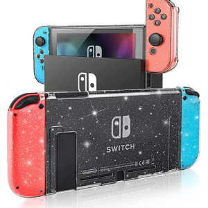 For Nintendo Switch Bling Case Clear Glitter Cover Dock-able Protective shell Star Light Design Anti-Scratch  Shock-Absorption