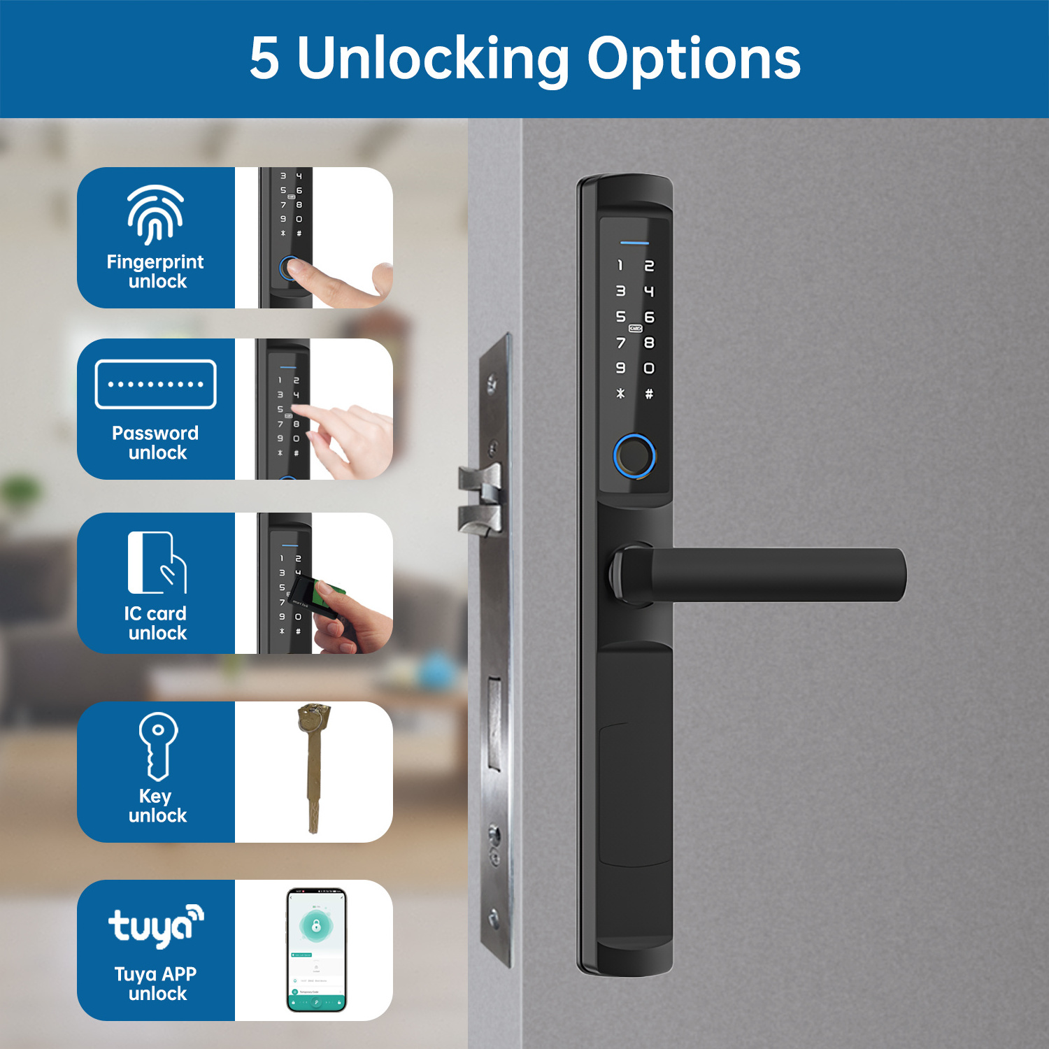 Wholesale Price Tuya WiFi Smart Locks Keyless Face Recognition & Fingerprint Door Lock for Interior Doors