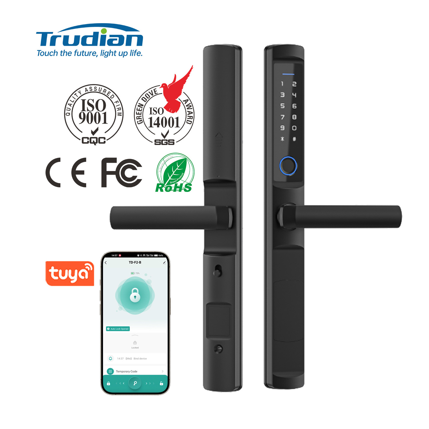 Wholesale Price Tuya WiFi Smart Locks Keyless Face Recognition & Fingerprint Door Lock for Interior Doors