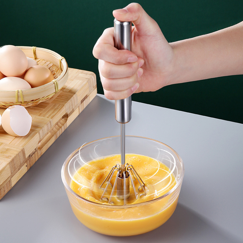 Home and Kitchen Stainless Steel Kitchen Gadgets Hand Push Down Egg Accessories Kitchen Beater Mixer Semi-Automatic Egg Whisk