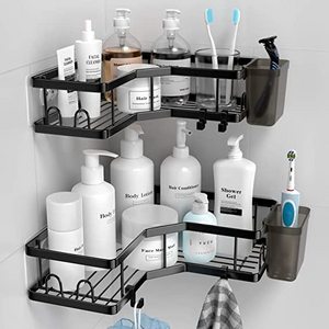 Factory Price Adhesive Shower Corner Organizer Shelves No Drilling Stainless Steel Shower Storage Rack Shower Caddy for Bathroom