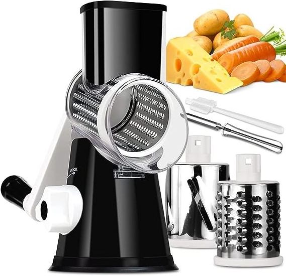 Rotary Cheese Grater Vegetable Shredder with Handle Round Kitchen Mandoline Slicer Grater for Nuts Vegetable Chocolate