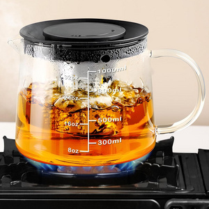 Borosilicate Clear Tea Kettle Glass Teapot Stovetop Tea pot with Removable Stainless Steel Infuser Tea Brewer for Camping