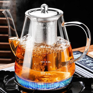 2024 New  Borosilicate Clear Tea Kettle with Scale Teapot Blooming and Loose Leaf Tea Maker Tea Brewer for Camping