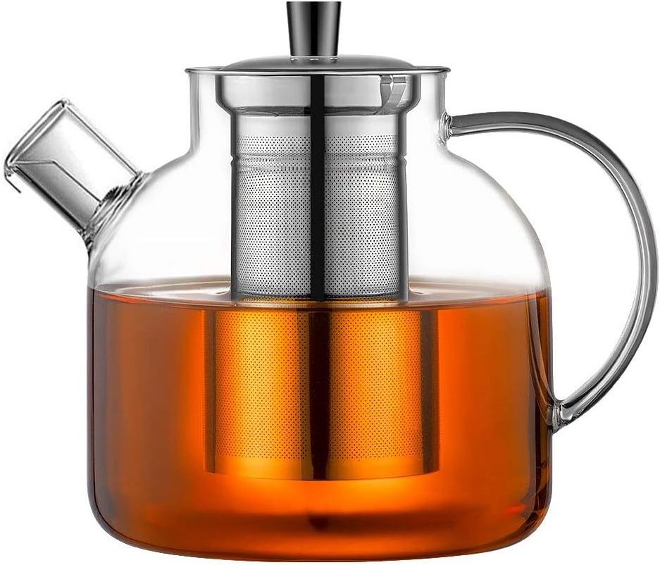 Stovetop Safe Large Tea Pot Blooming Loose Leaf  Borosilicate Glass Water Jug Clear Tea Pot Maker for Loose Leaf Tea