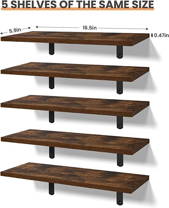 Wall Mounted Shelves Sturdy Small Wood Shelves with Metal Brackets Hanging Floating Shelves for Wall Decor Storage Bedroom