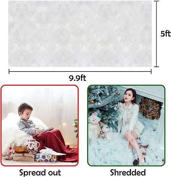 Hot Sale Christmas Snow Blanket roll 5 Foot X 9.9 Foot Artificial Snow for Winter Village Displays Soft and Fluffy Snow