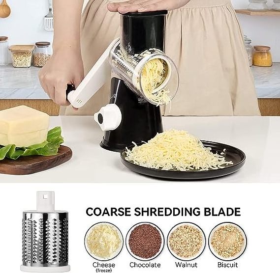 Rotary Cheese Grater Vegetable Shredder with Handle Round Kitchen Mandoline Slicer Grater for Nuts Vegetable Chocolate