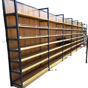 Shop Shelf S Display Rack Steel Adjustable Commercial Metal Shelving Stand Rack Long Wooden Shelf