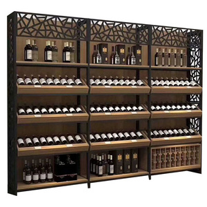 Wooden Retail Store Display Shelving Grocery Cabinet Display Racks Wine Rack Steel