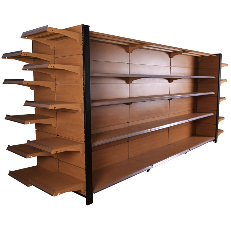 Super Market Display Gondola Wooden Supermarket Shelf For Convenience Store