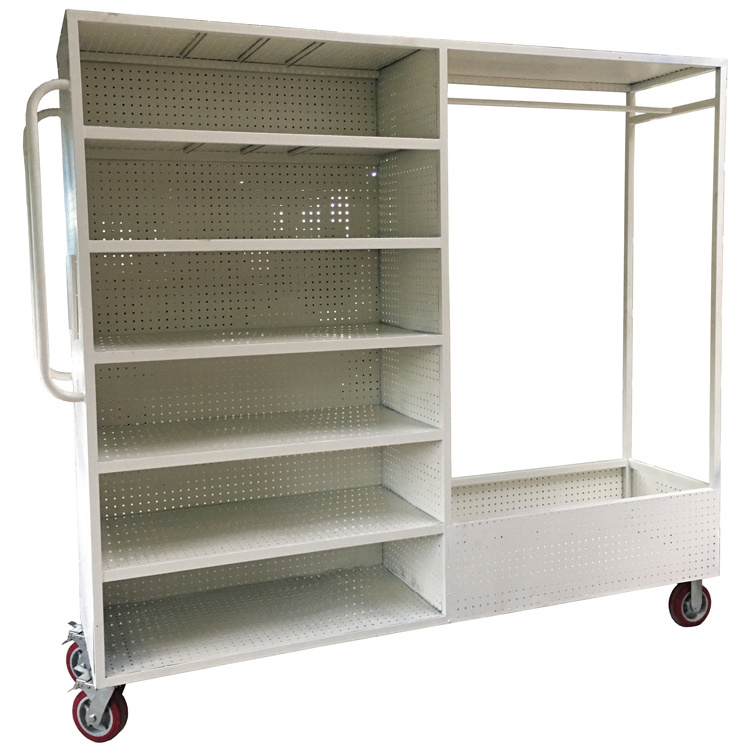 Storage Metal Cabinet Shelf with Wheels Sturdy Steel Heavy Duty 6 Tier Layer Rack with Casters for Warehouse Garage Rack