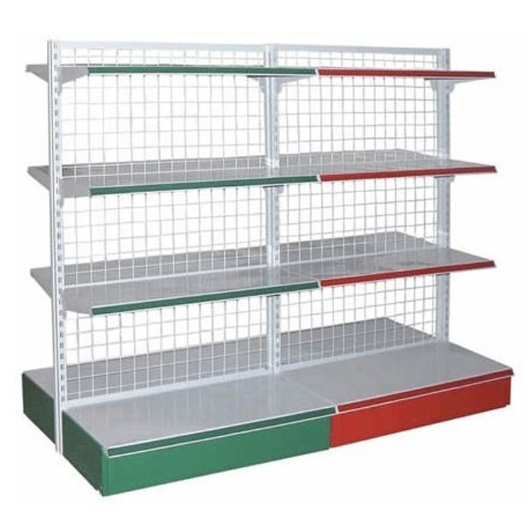 Single-sided Wire Mesh Gondola Supermarket Shelf Grid Supermarket Rack Shelf