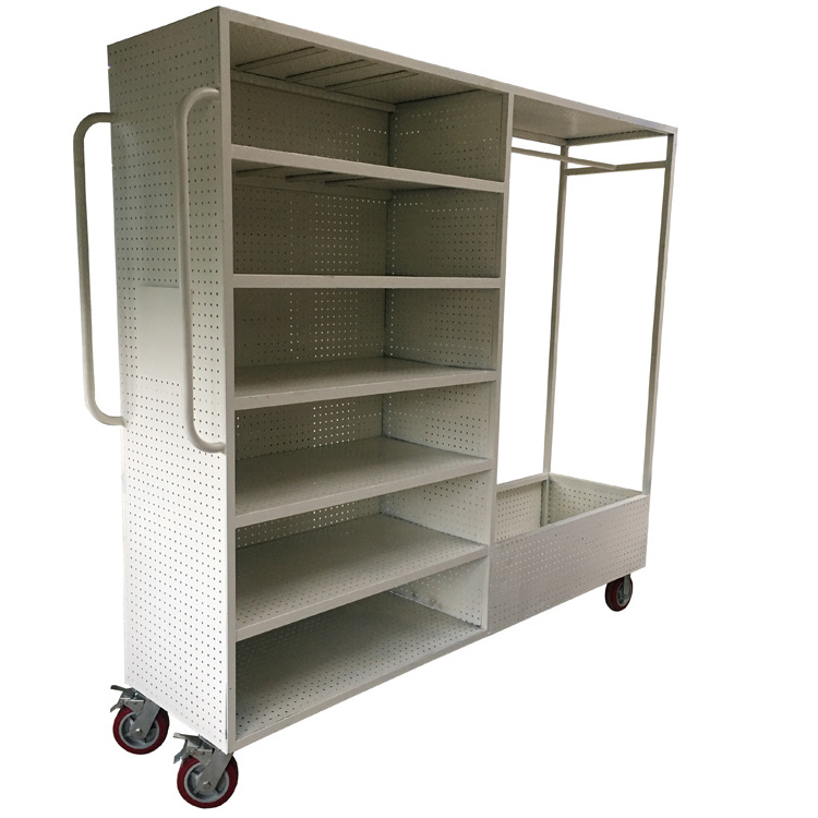 Storage Metal Cabinet Shelf with Wheels Sturdy Steel Heavy Duty 6 Tier Layer Rack with Casters for Warehouse Garage Rack