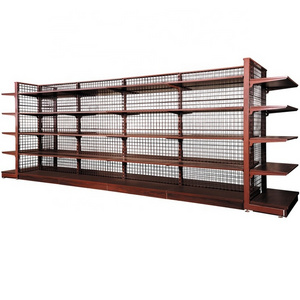 Single-sided Wire Mesh Gondola Supermarket Shelf Grid Supermarket Rack Shelf