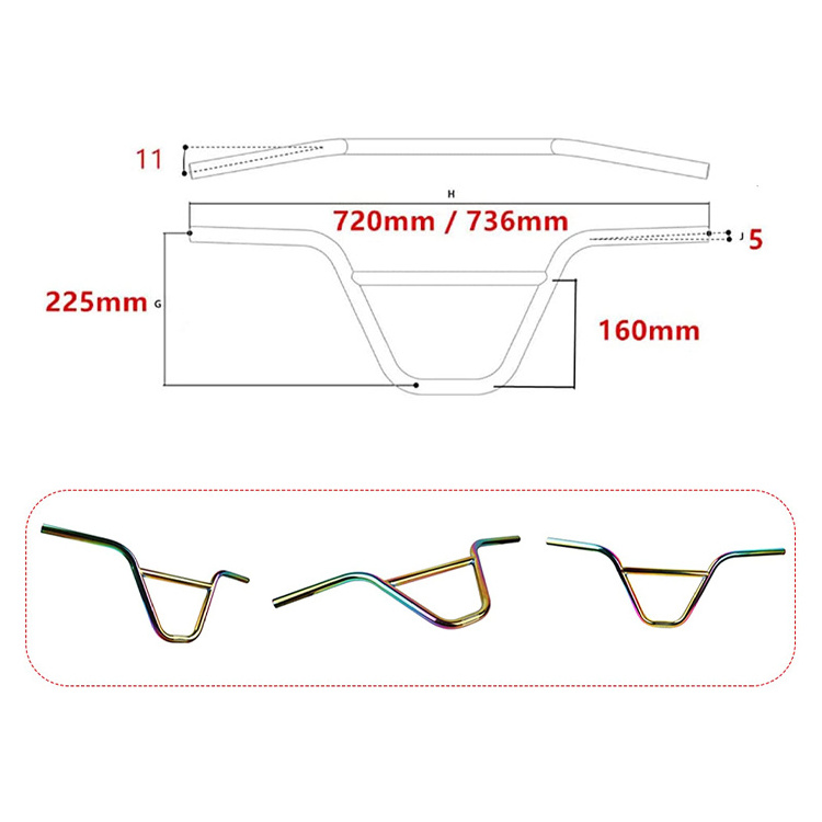 Wholesale Custom Dirt Pit Bike 7/8'' 22Mm Handlebar Cylindrical Comfortable Aluminium Bike Handle Bar